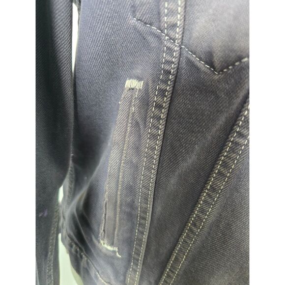 Custom Distressed Jean 90s Grunge Patchwork Painted Denim Levis Trucker Jacket - Picture 14 of 15